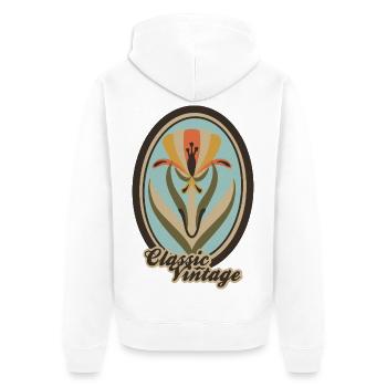 Classic Vintage – Art Nouveau Floral - Unisex Premium Organic Zip Hoodie - white - Back - Thijin (182cm)