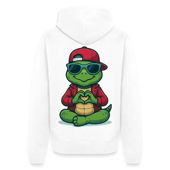 Tortue cœur - Veste à capuche bio Premium Unisexe - blanc - Dos - Thijin (182cm)