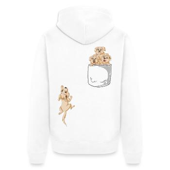 Entzückende Puppy Trio Golden Retriever Tasche - Unisex Premium Bio Zip Hoodie - Weiß - Hinten - Thijin (182cm)