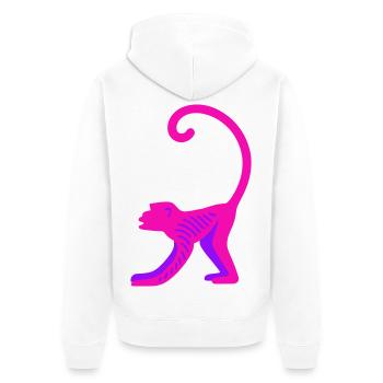 Neon Pink Monkey - Unisex Premium Bio Zip Hoodie - Weiß - Hinten - Thijin (182cm)