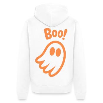 Boo! - Kids Cute Ghost Halloween Design - Unisex Premium Organic Zip Hoodie - white - Back - Thijin (182cm)