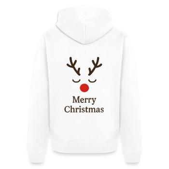 Reindeer Merry Christmas - Unisex Premium Organic Zip Hoodie - white - Back - Thijin (182cm)