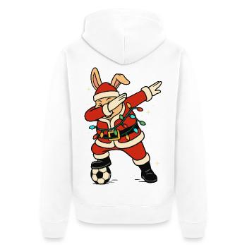 Dabbing Kaninchen Weihnachtsmann Fußball Niedlich - Unisex Premium Bio Zip Hoodie - Weiß - Hinten - Thijin (182cm)