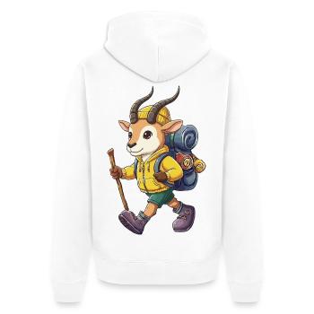Niedliche Antilopen-Wander-Camping-Abenteuer-Rucksacktouristin - Unisex Premium Bio Zip Hoodie - Weiß - Hinten - Thijin (182cm)