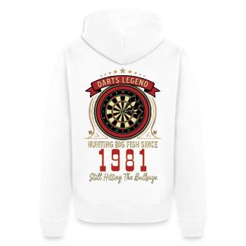 T-shirt Darts anniversaire 1981, Darts Legend Shirt - Veste à capuche bio Premium Unisexe - blanc - Dos - Thijin (182cm)