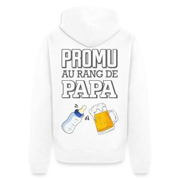 Promu au Rang de Papa Humour Naissance Bébé - Veste à capuche bio Premium Unisexe - blanc - Dos - Thijin (182cm)