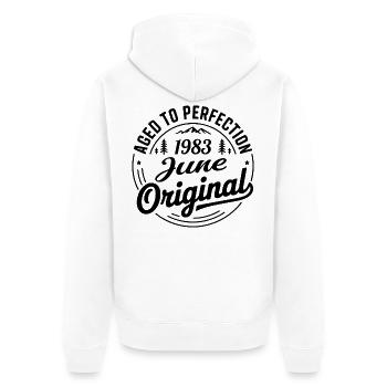 June 1983 – Legend of the Peaks and Mountains - Unisex Premium Organic Zip Hoodie - white - Back - Thijin (182cm)
