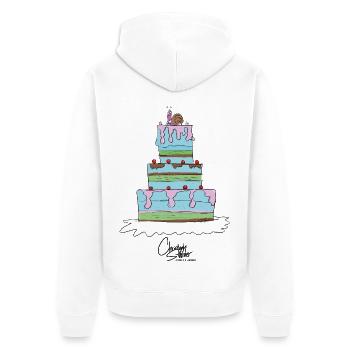 TIERSHIRT-Vorlage-clara_torte - Unisex Premium Bio Zip Hoodie - Weiß - Hinten - Thijin (182cm)