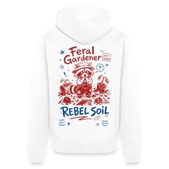 Feral Gardener Rebel Soil Organic Gardening - Unisex Premium Bio Zip Hoodie - Weiß - Hinten - Thijin (182cm)