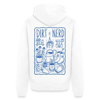 Récolte des plantes de jardinage biologique Dirt Nerd - Veste à capuche bio Premium Unisexe - blanc - Dos - Thijin (182cm)