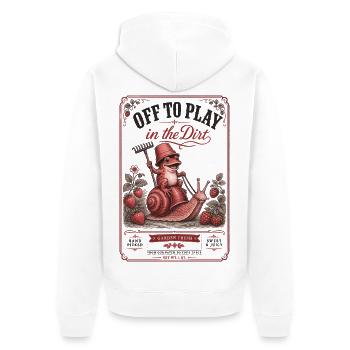 Le jardinage urbain part jouer dans la terre - Veste à capuche bio Premium Unisexe - blanc - Dos - Thijin (182cm)