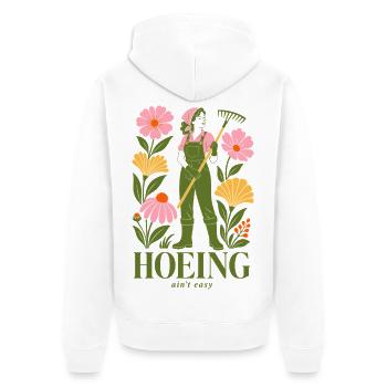 Hacken ist nicht einfach, biologische Gartenpflanzen - Unisex Premium Bio Zip Hoodie - Weiß - Hinten - Thijin (182cm)