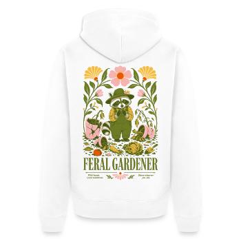 Jardinage biologique Feral Gardener - Veste à capuche bio Premium Unisexe - blanc - Dos - Thijin (182cm)