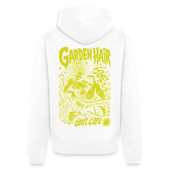 Jardin de jardinage urbain : les cheveux ne s’en soucient pas - Veste à capuche bio Premium Unisexe - blanc - Dos - Thijin (182cm)