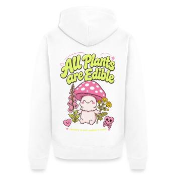 Jardinage urbain : toutes les plantes sont comestibles - Veste à capuche bio Premium Unisexe - blanc - Dos - Thijin (182cm)