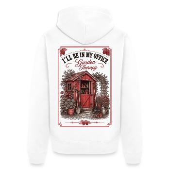 Ich werde in meinem Büro-Garten Therapiepflanzen sein - Unisex Premium Bio Zip Hoodie - Weiß - Hinten - Thijin (182cm)