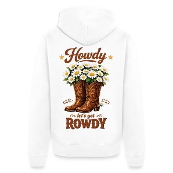 JGA Girl Cowboy Howdy Team Braut Western T-Shirt - Unisex Premium Bio Zip Hoodie - Weiß - Hinten - Thijin (182cm)