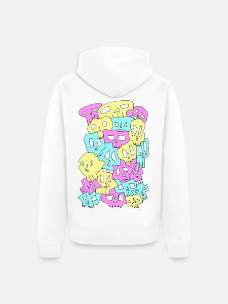 Skulls (CMYK light) - Unisex Premium Bio Zip Hoodie - Weiß