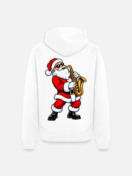 Weihnachtsmann mit Saxophon - Unisex Premium Bio Zip Hoodie - Weiß