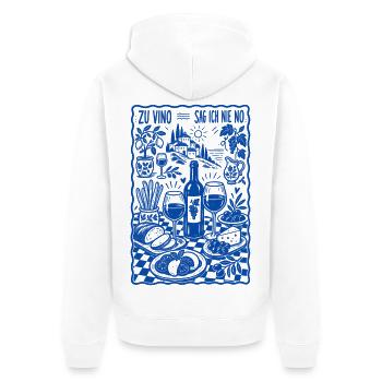 Wein Zu Vino Sag Ich Nie No Weinkenner - Unisex Premium Bio Zip Hoodie - Weiß - Hinten - Thijin (182cm)