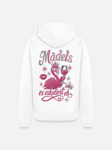 Wein Mädels Es Eskaliert Weinfest - Unisex Premium Bio Zip Hoodie - Weiß