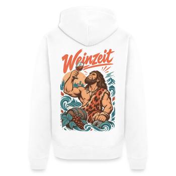 Weinzeit Rotwein Weinkenner Weinprobe - Unisex Premium Bio Zip Hoodie - Weiß - Hinten - Thijin (182cm)