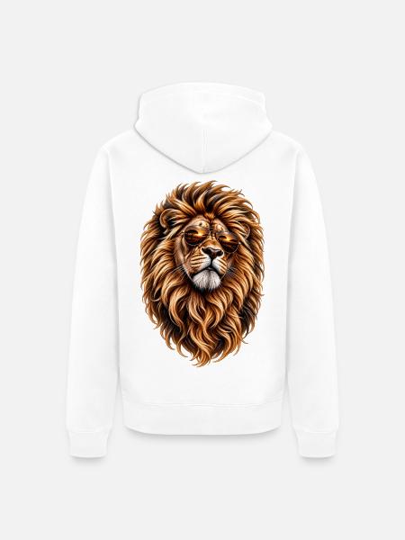Löwenstark – Wilder Charakter - Unisex Premium Bio Zip Hoodie - Weiß