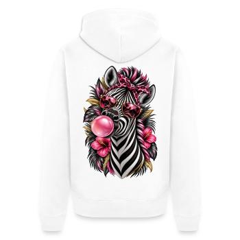 Frech gestreift – Zebra mit Style - Unisex Premium Bio Zip Hoodie - Weiß - Hinten - Thijin (182cm)