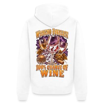 Weinliebhaber-Wochenend-Prognose: 100 % Wein - Unisex Premium Bio Zip Hoodie - Weiß - Hinten - Thijin (182cm)