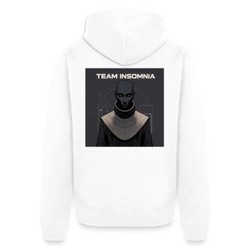 Team Insomnia Dunkle Robe Vision - Unisex Premium Bio Zip Hoodie - Weiß - Hinten - Thijin (182cm)