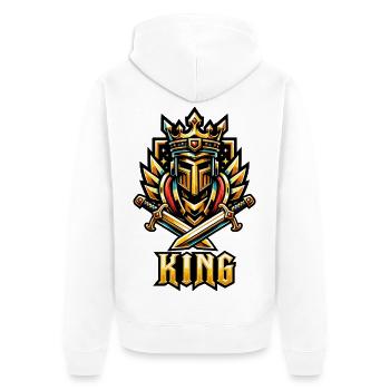 Königskrone mit Doppelschwertern - Unisex Premium Bio Zip Hoodie - Weiß - Hinten - Thijin (182cm)