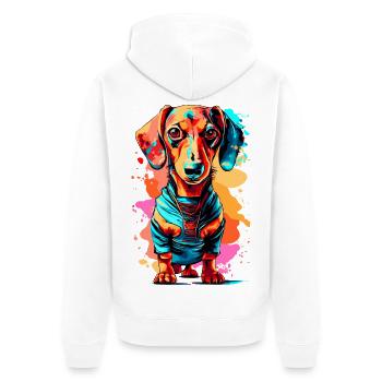 Dackel Bunt - Dachshund - Jagdhund - Dackel Farbig - Unisex Premium Bio Zip Hoodie - Weiß - Hinten - Thijin (182cm)