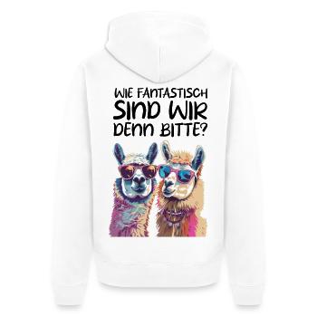 Funny Llama Couple Unisex T-Shirt - Unisex Premium Organic Zip Hoodie - white - Back - Thijin (182cm)
