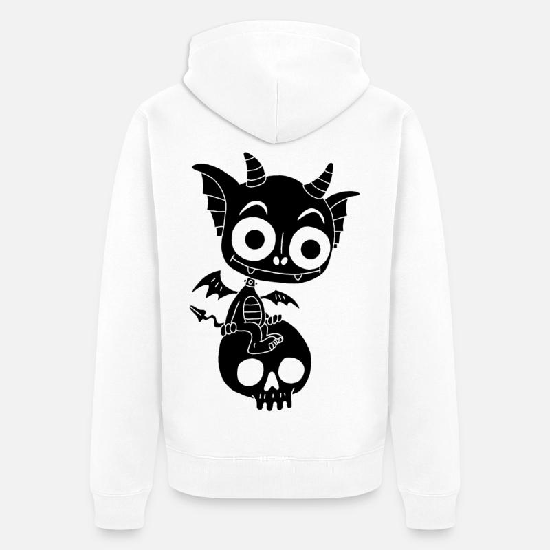 Petit démon noir se repose - Veste à capuche bio Premium Unisexe - blanc