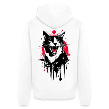 Cat Wildcat Street Art - Unisex Premium Organic Zip Hoodie - white - Back - Thijin (182cm)