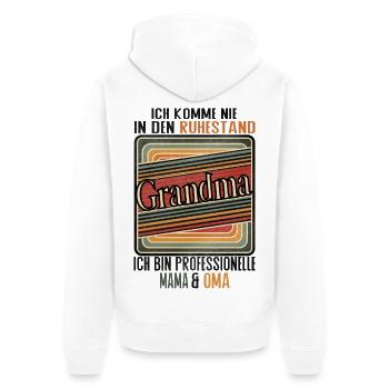 Grand-mère à la retraite Grand-mère Drôle - Veste à capuche bio Premium Unisexe - blanc - Dos - Thijin (182cm)