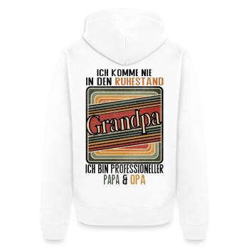 I'll Never Retire Dad Grandpa - Unisex Premium Organic Zip Hoodie - white - Back - Thijin (182cm)
