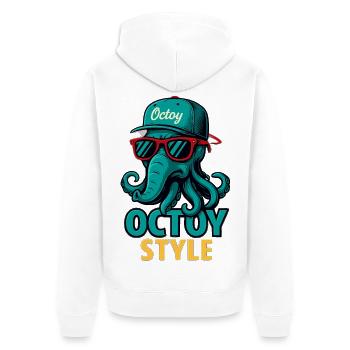 Octoy Style Oktopus Retro Cap - Unisex Premium Bio Zip Hoodie - Weiß - Hinten - Thijin (182cm)