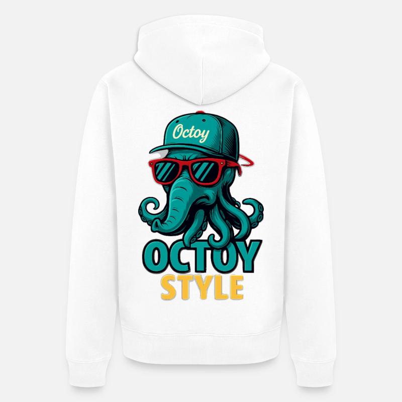 Casquette rétro Octoy Style Octopus - Veste à capuche bio Premium Unisexe - blanc