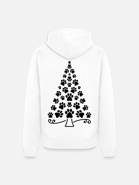 Weihnachtsbaum Pfote Hund Katze Pfoten Christbaum - Unisex Premium Bio Zip Hoodie - Weiß