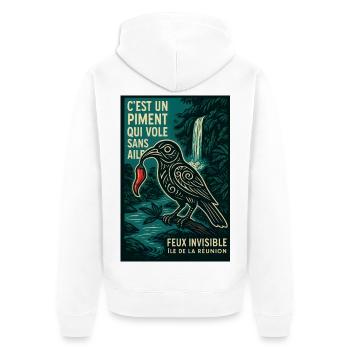 Vintage Reunion Flying Pepper - Unisex Premium Bio Zip Hoodie - Weiß - Hinten - Thijin (182cm)