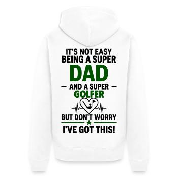 Herz + Golf – Super Papa Golfspieler - Unisex Premium Bio Zip Hoodie - Weiß - Hinten - Thijin (182cm)
