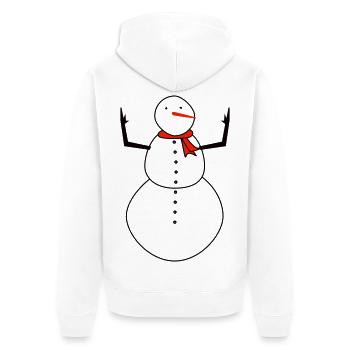 Schneemann mit rotem Schal - Unisex Premium Bio Zip Hoodie - Weiß - Hinten - Thijin (182cm)