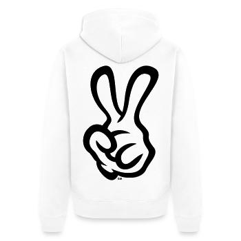 Victory Hand Signals (Left Hand / 1C) - Unisex Premium Organic Zip Hoodie - white - Back - Thijin (182cm)