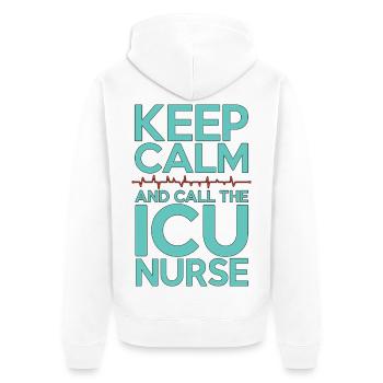 ICU Nurse Keep Calm And Call The Medical Frontline - Unisex Premium Bio Zip Hoodie - Weiß - Hinten - Thijin (182cm)