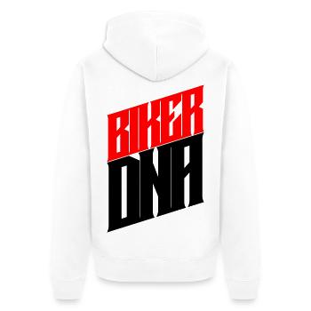 BIKER DNA - Unisex Premium Organic Zip Hoodie - white - Back - Thijin (182cm)
