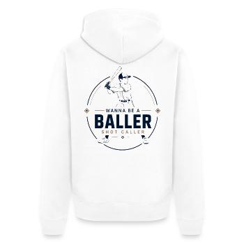 Baseball Baller: Retro Sports Style - Unisex Premium Organic Zip Hoodie - white - Back - Thijin (182cm)