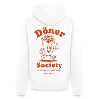 Döner Society  - Unisex Premium Bio Zip Hoodie - Weiß - Hinten - Thijin (182cm)