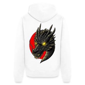 Asiatischer Drache Drachenkopf - Unisex Premium Bio Zip Hoodie - Weiß - Hinten - Thijin (182cm)