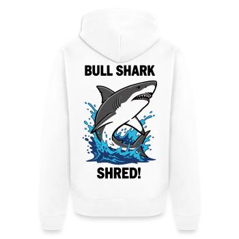 Bulldoggenhai Shred-Shark Sea Bull - Unisex Premium Bio Zip Hoodie - Weiß - Hinten - Thijin (182cm)